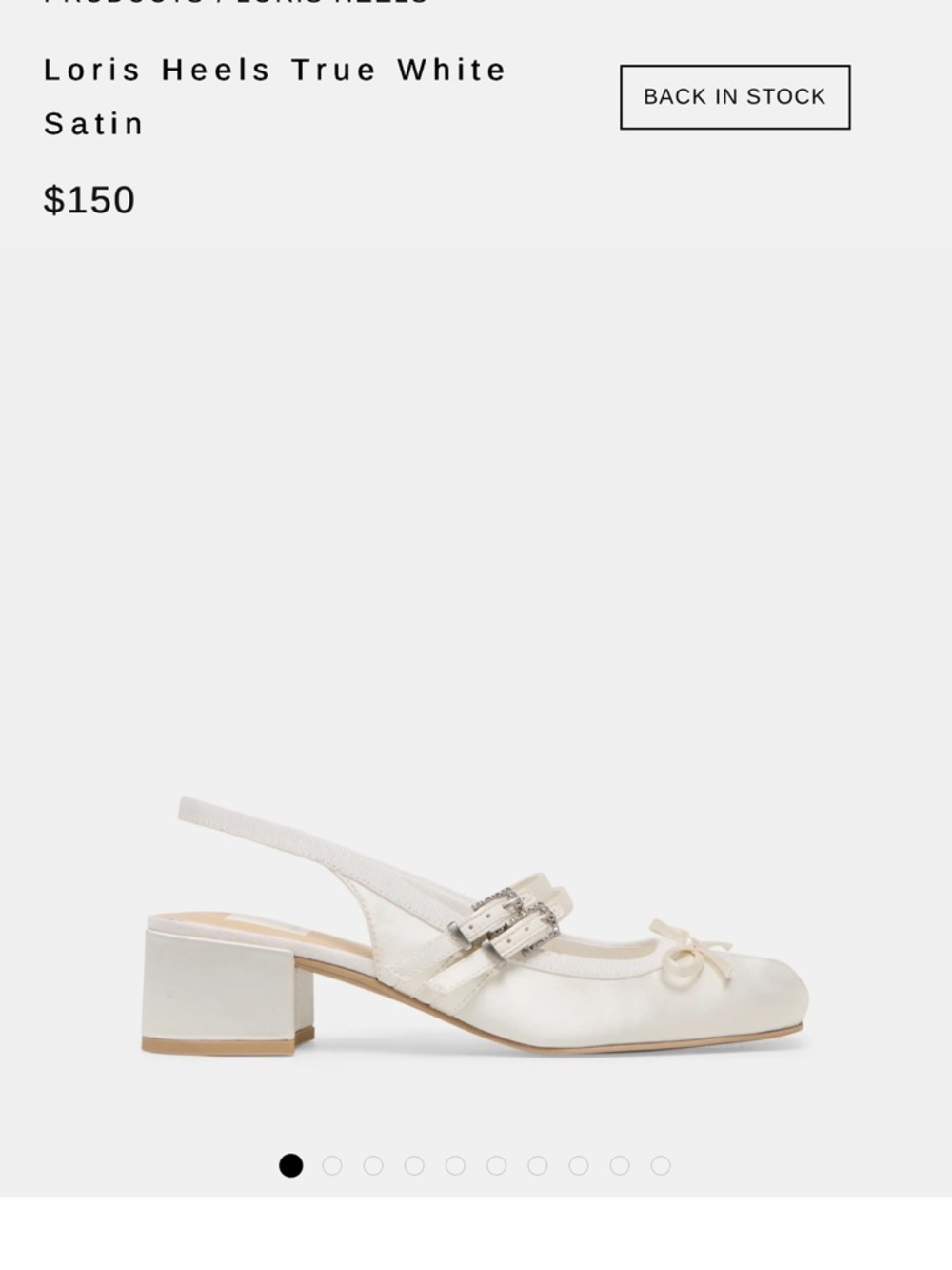 Loris True White Satin Low Block Heel Mules